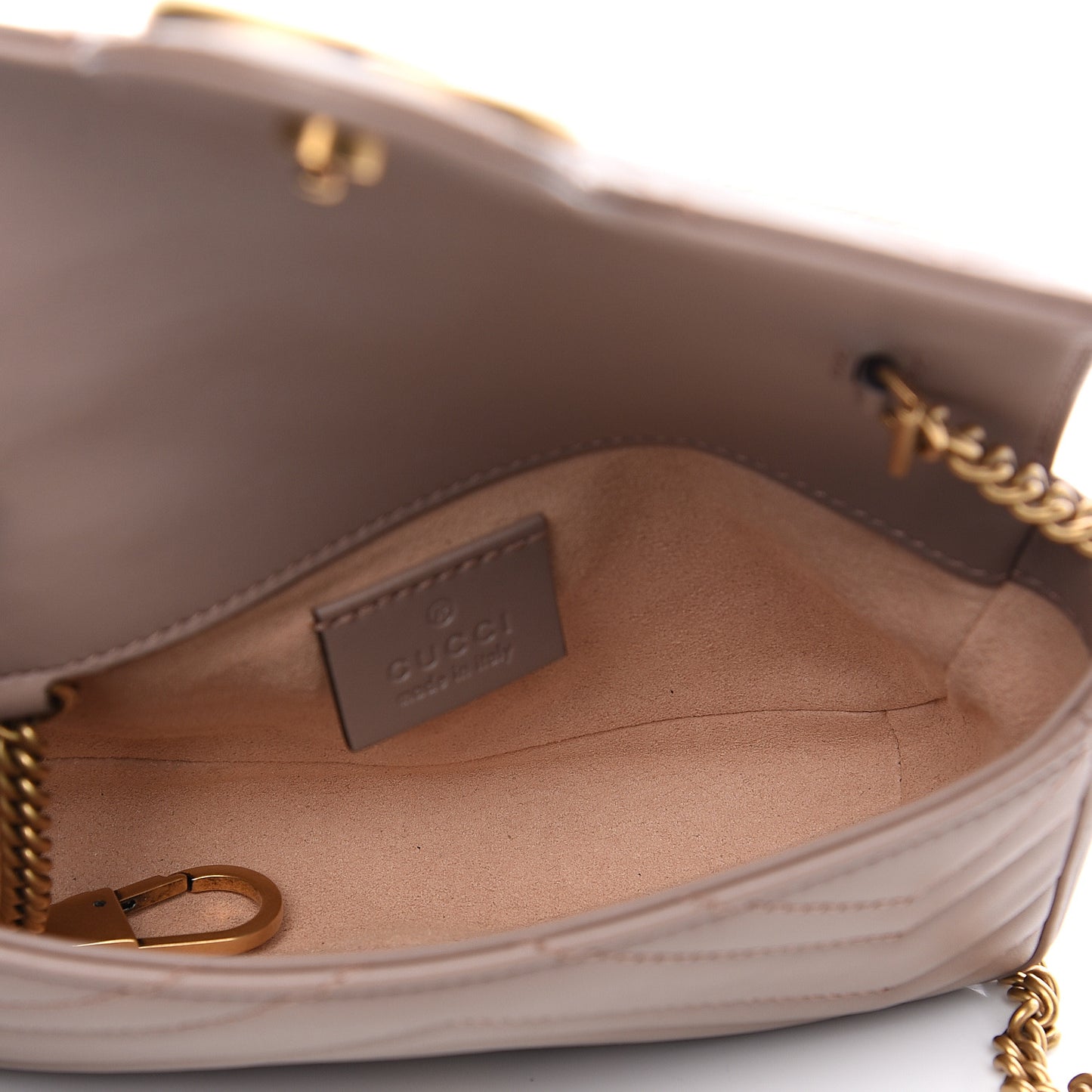 Calfskin Matelasse Super Mini GG Marmont Shoulder Bag Porcelain Rose