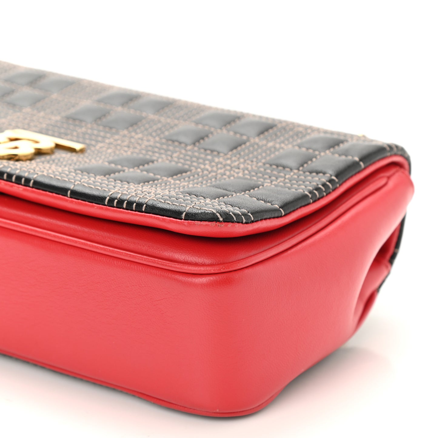 Lambskin Quilted Small Lola Tri-Color Bag Black Red Camel