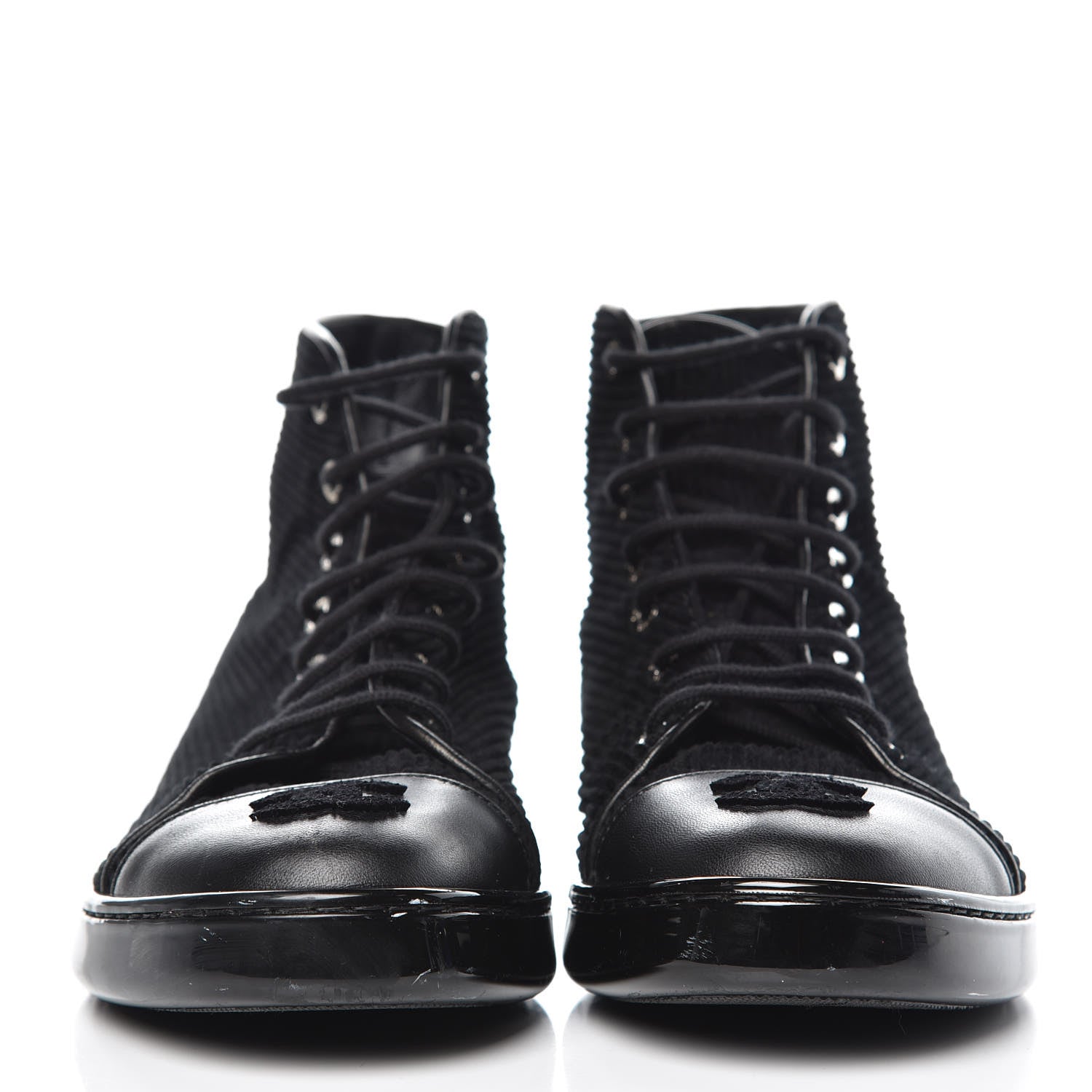 Chanel Corduroy Lambskin High Top Sneakers 36.5 Black 2 of 12