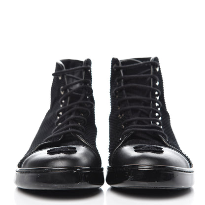 Chanel Corduroy Lambskin High Top Sneakers 36.5 Black 2 of 12