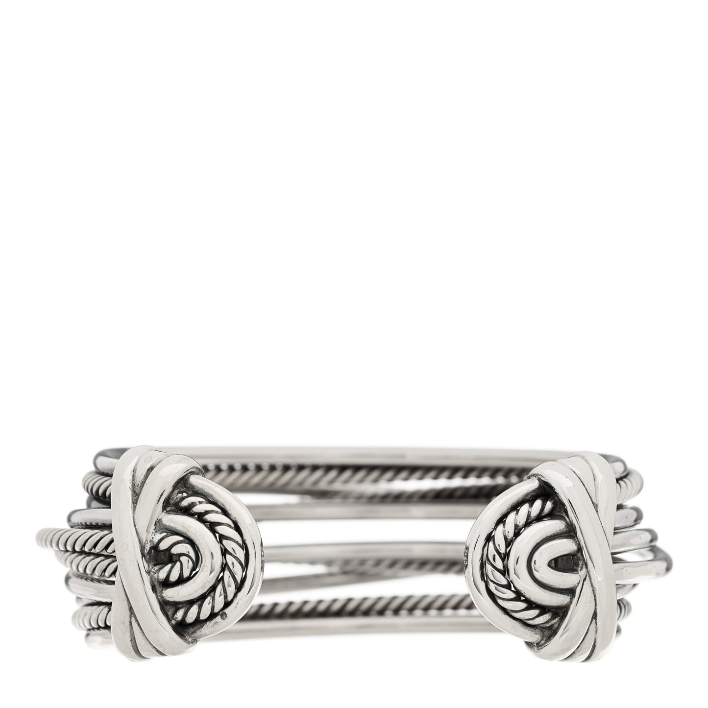 Sterling Silver 24mm Crossover Four Row Cuff