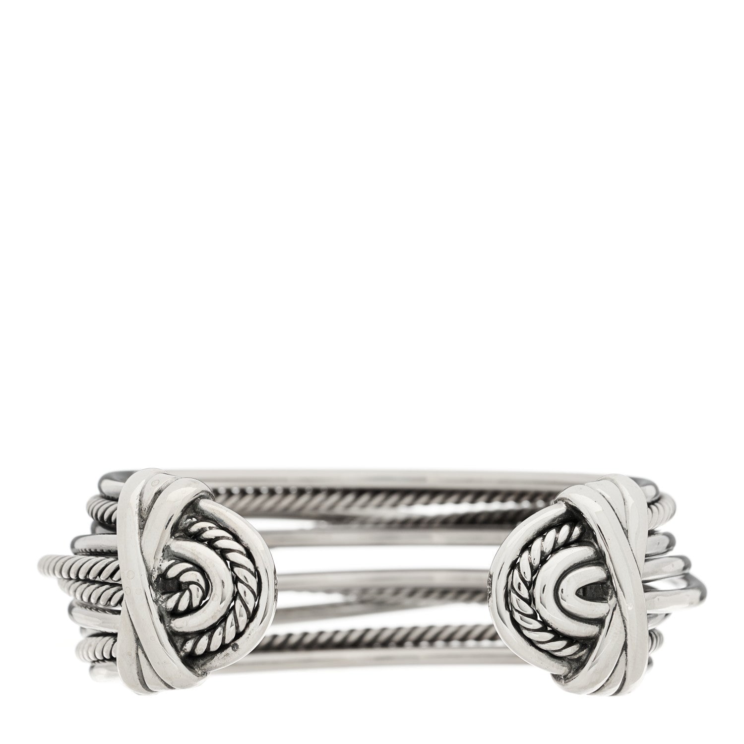 David Yurman Sterling Silver 24mm Crossover Four Row Cuff 2 of 4