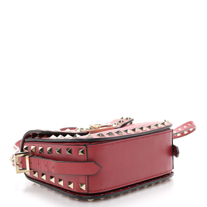 Valentino Garavani Vitello Small Rockstud Flap Saddle Bag Red 4 of 15