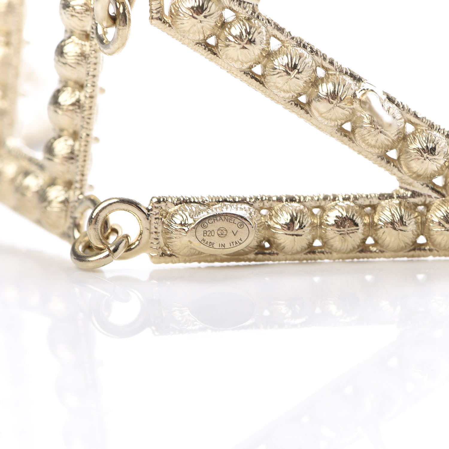 Chanel Crystal Cha-Nel Logo Drop Earrings Gold 4 of 5