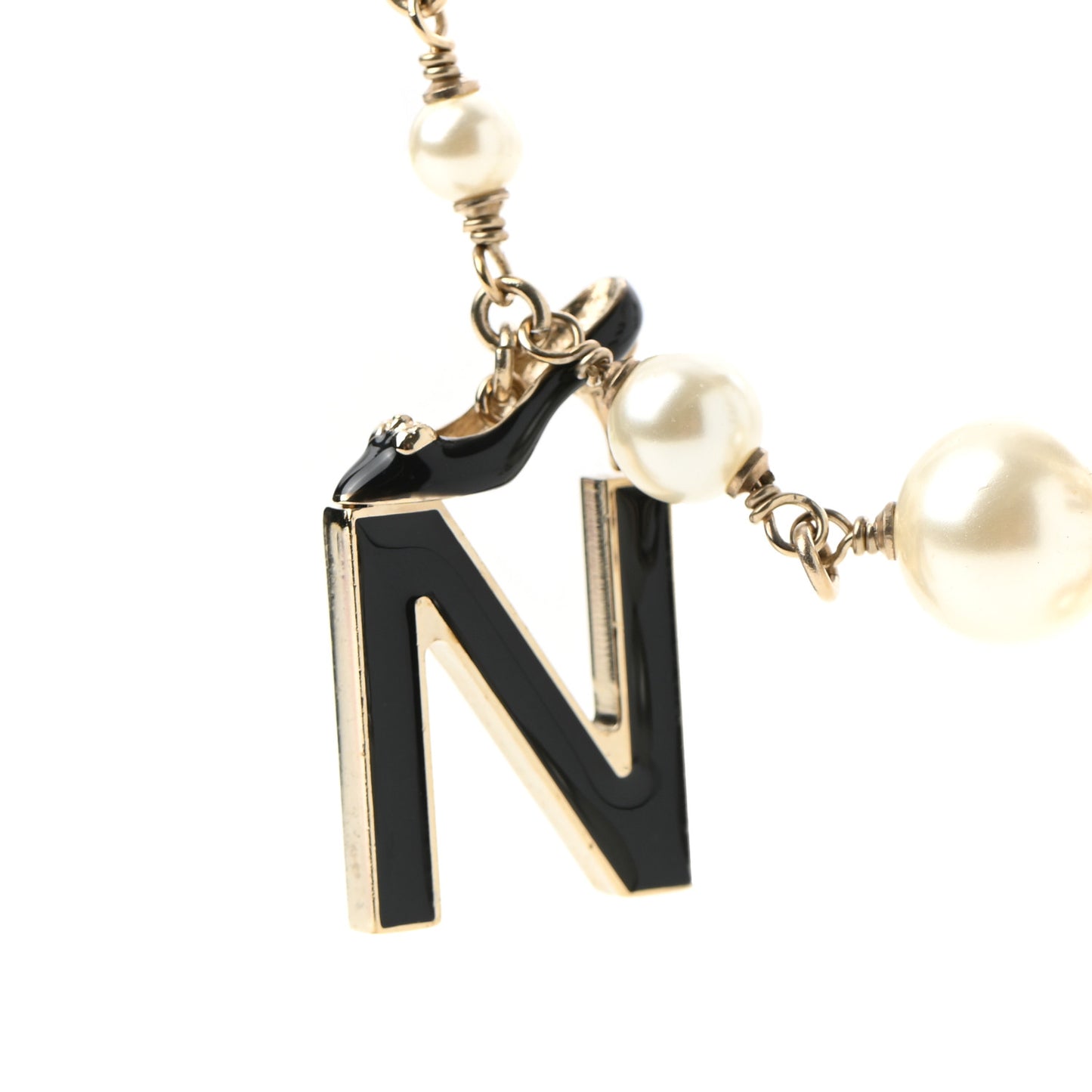 Pearl Charms Coco Chanel Logo Necklace
