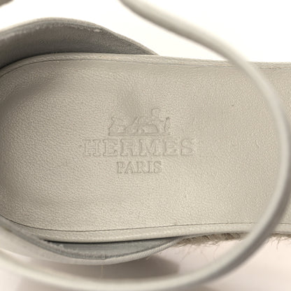 Hermes Goatskin Elda Espadrille Wedge Sandals 36 White 7 of 10