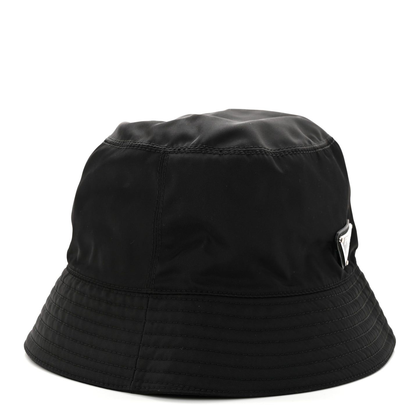 Re-Nylon Metal Triangle Logo Womens Bucket Hat M Black