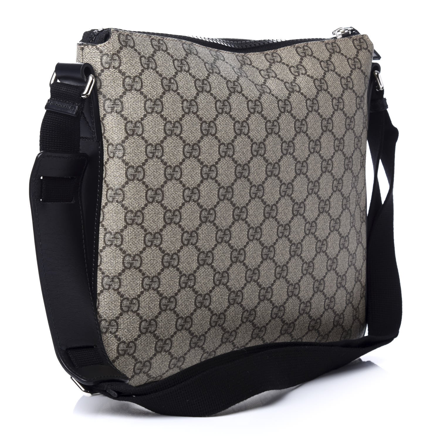 Gucci GG Supreme Monogram Flat Messenger Bag Black 3 of 7