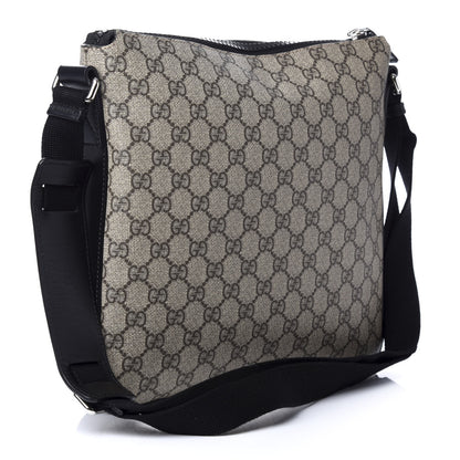 Gucci GG Supreme Monogram Flat Messenger Bag Black 3 of 11