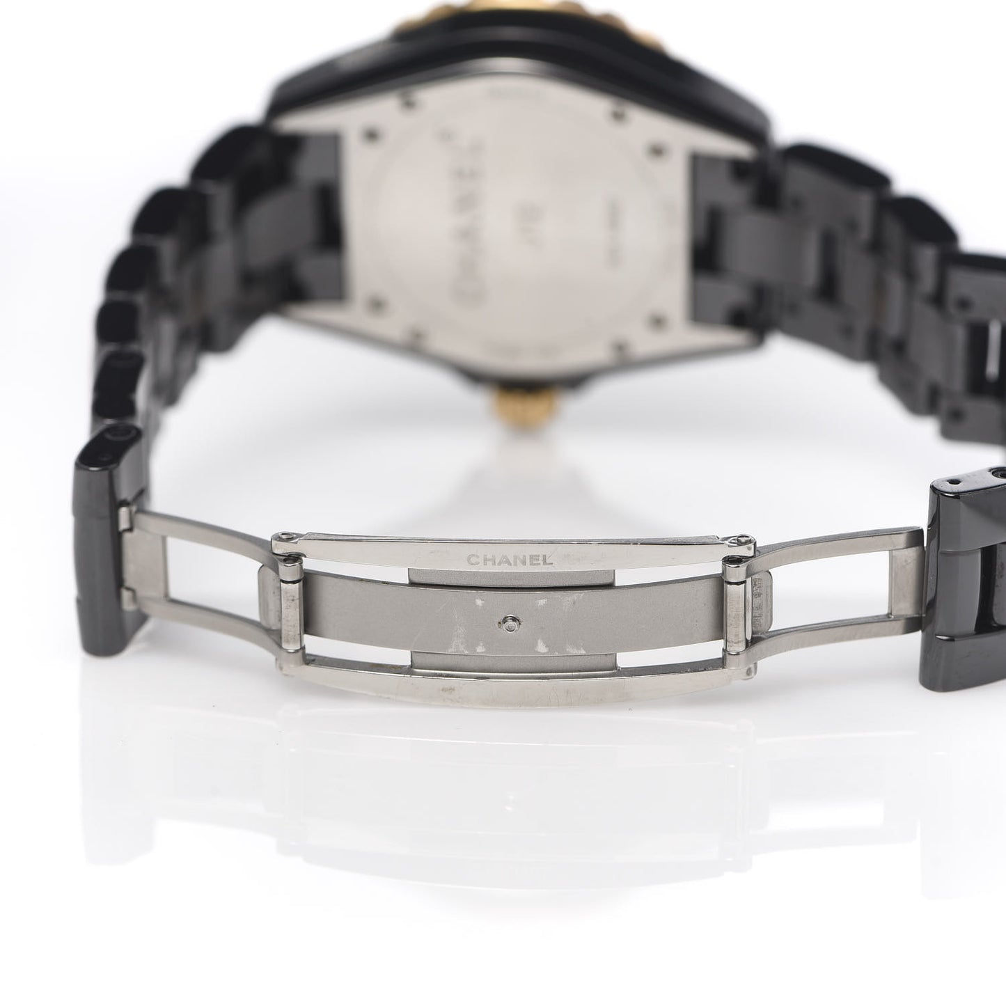 Stainless Steel 18K Yellow Gold Ceramic Diamond 38mm J12 Quartz Watch Black