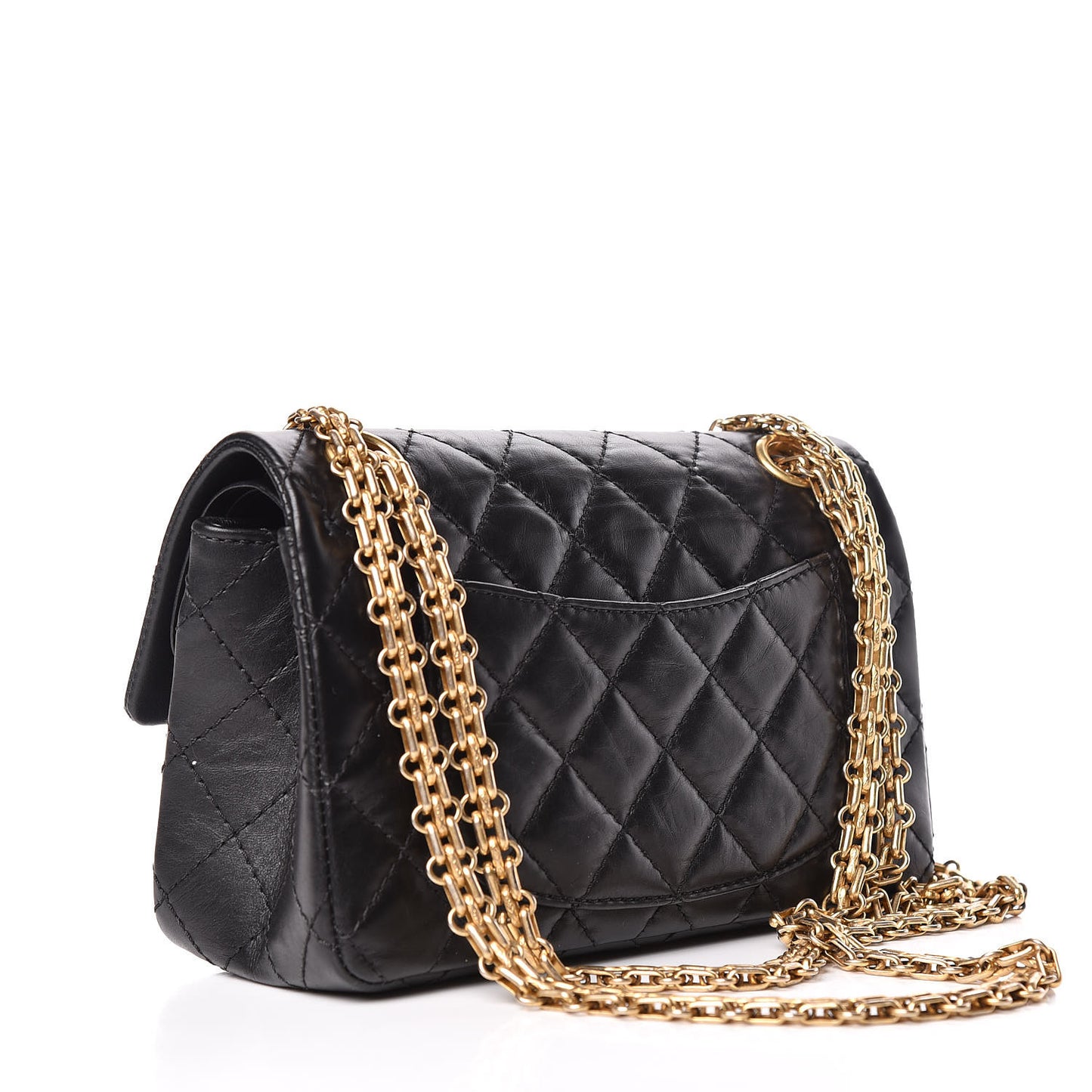 Aged Calfskin Quilted 2.55 Reissue 224 Flap Black