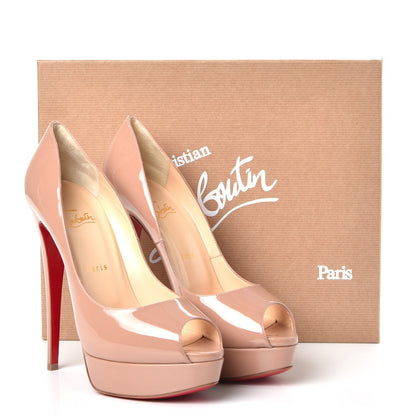 Christian Louboutin Patent Lady Peep 150 Pumps 40.5 Nude 9 of 9