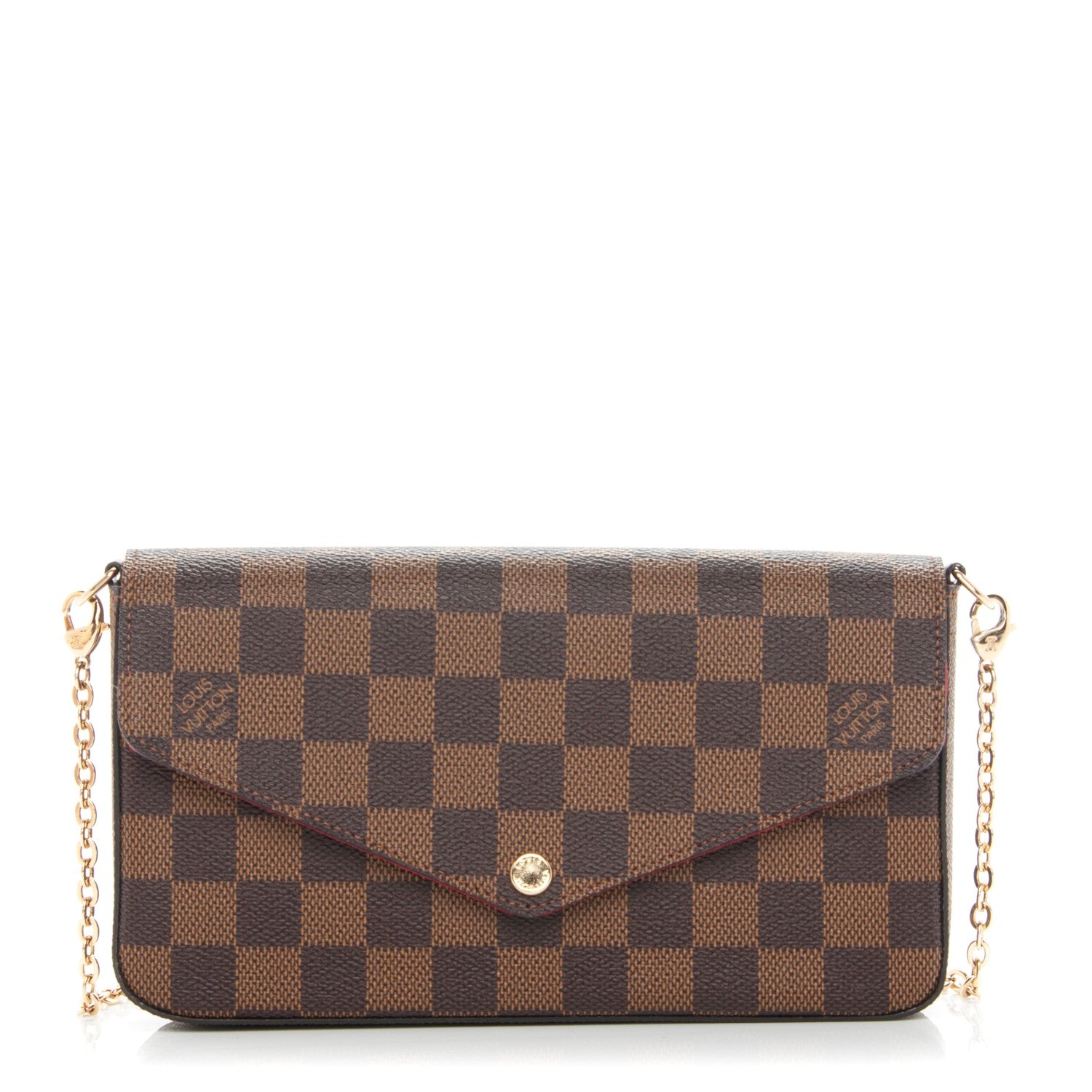 Louis Vuitton Damier Ebene Pochette Felicie Chain Wallet 1 of 8