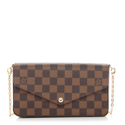 Louis Vuitton Damier Ebene Pochette Felicie Chain Wallet 1 of 8