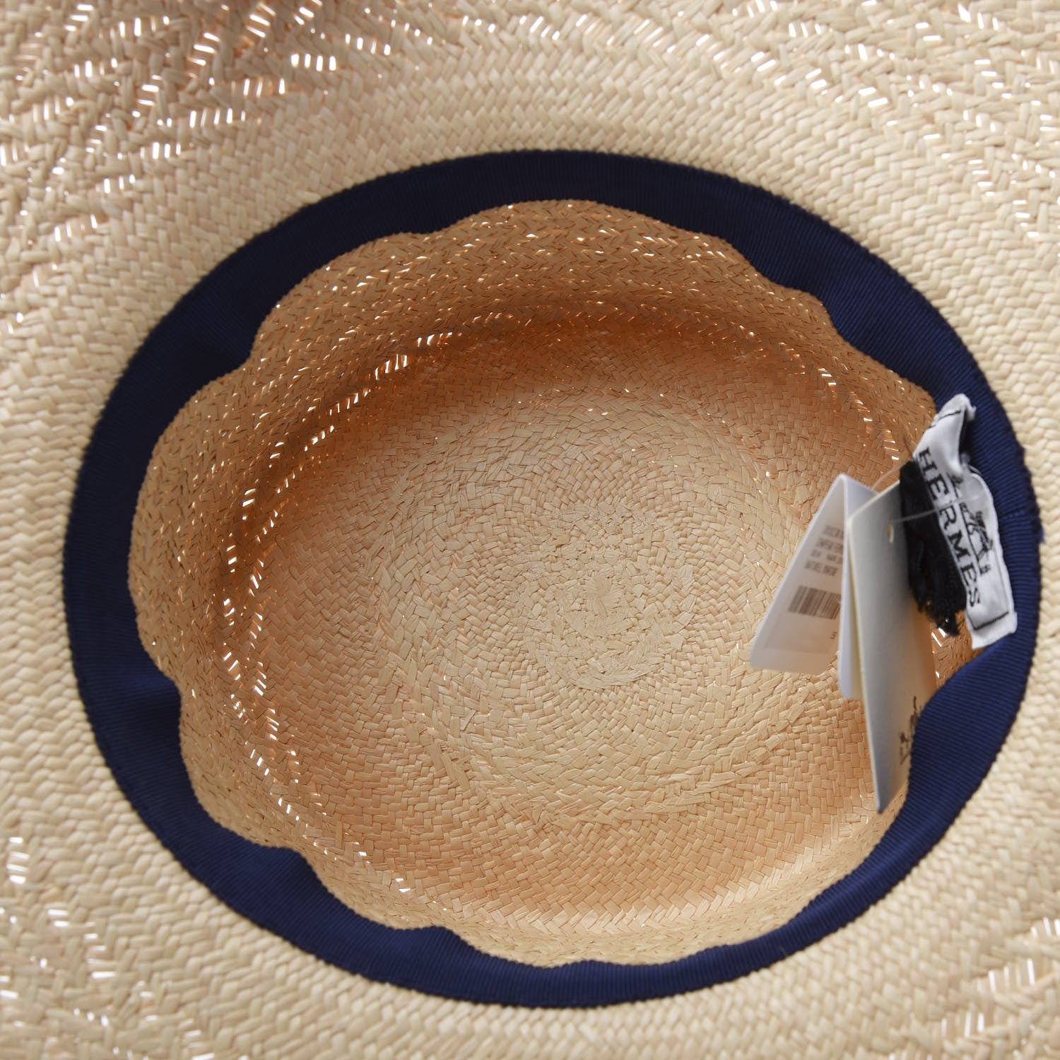 Hermes Toquilla Straw Bandanas Andalouise Panama Hat 58 Naturel Marine 4 of 5
