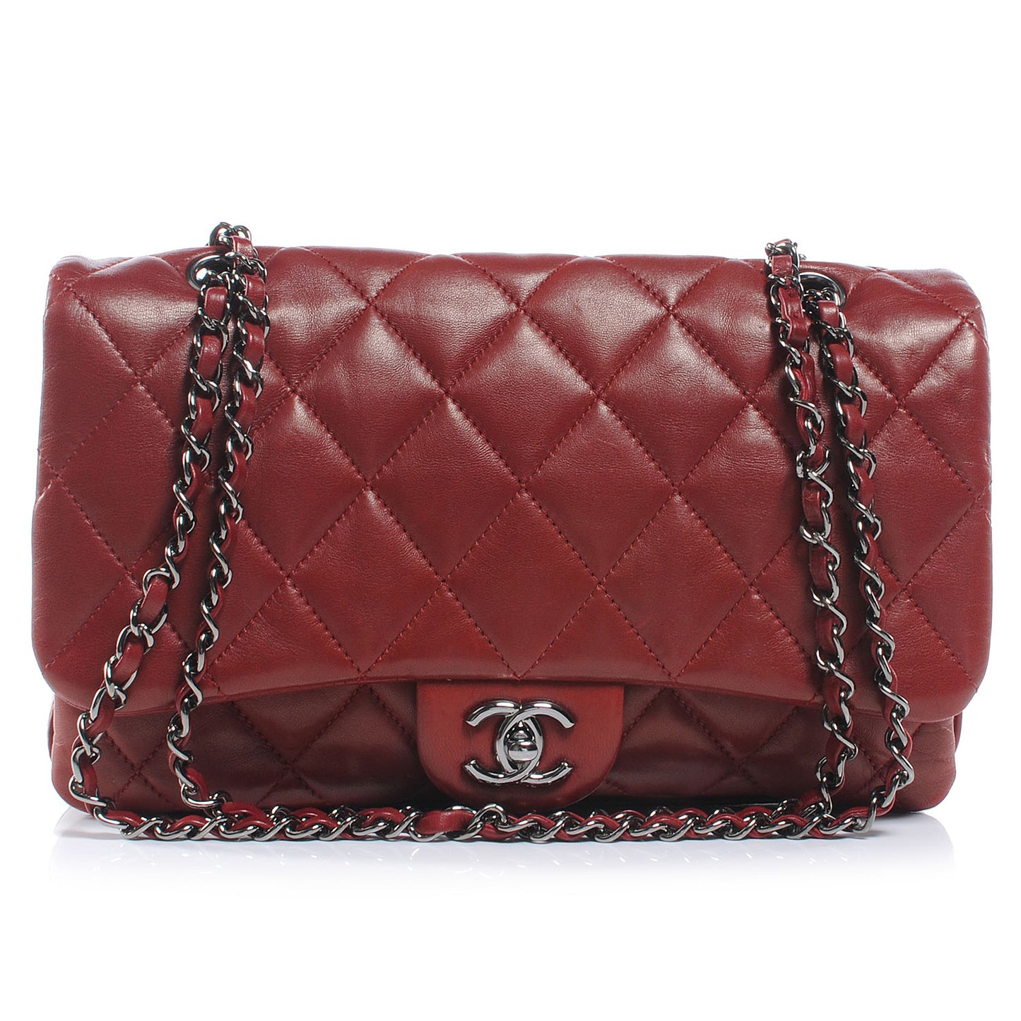 Lambskin Quilted 3 Flap Red