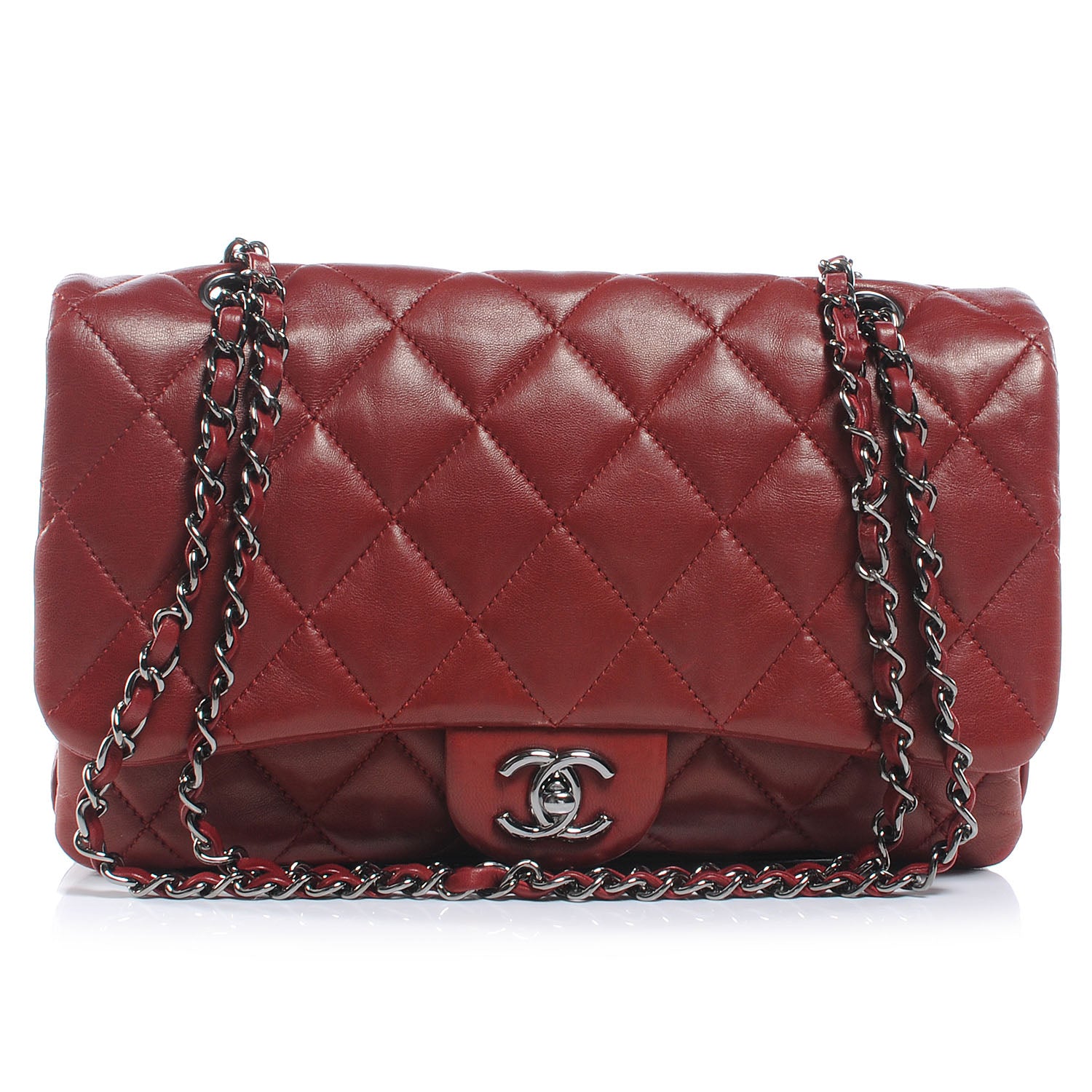 Chanel Lambskin Quilted 3 Flap Red 1 of 7