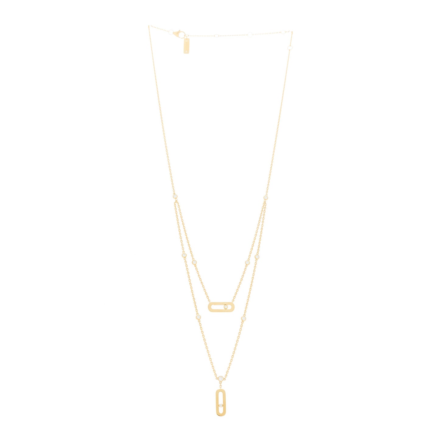 18K Yellow Gold Diamond Move Uno 2 Rows Necklace