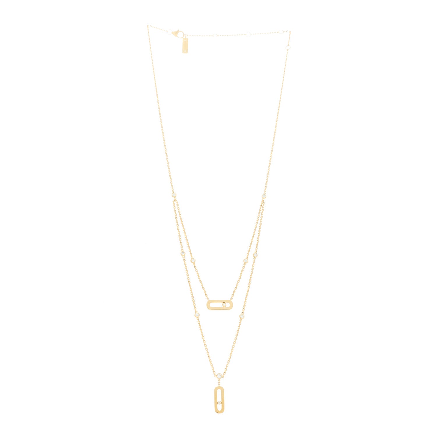 Messika 18K Yellow Gold Diamond Move Uno 2 Rows Necklace 3 of 5
