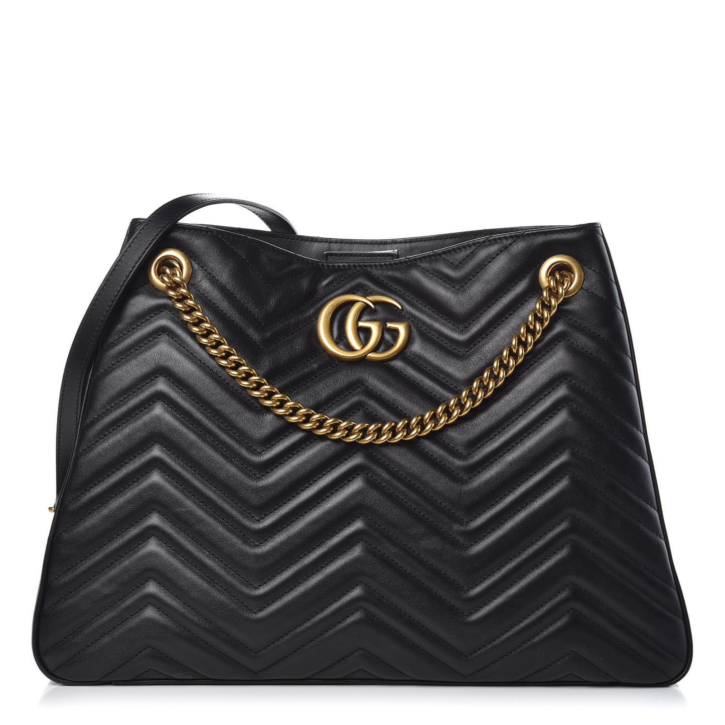 Calfskin Matelasse Medium GG Marmont Shoulder Tote Bag Black