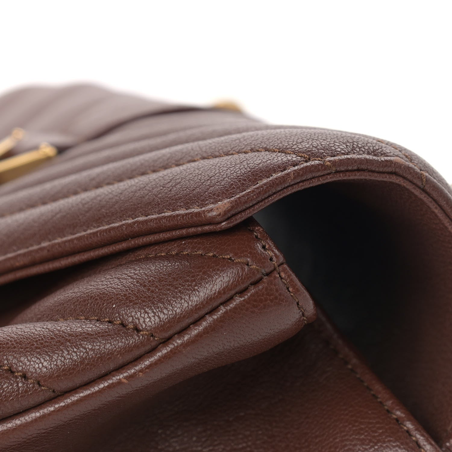 Saint Laurent Calfskin Matelasse Chevron Monogram Medium College Bag Old Brandy 10 of 12
