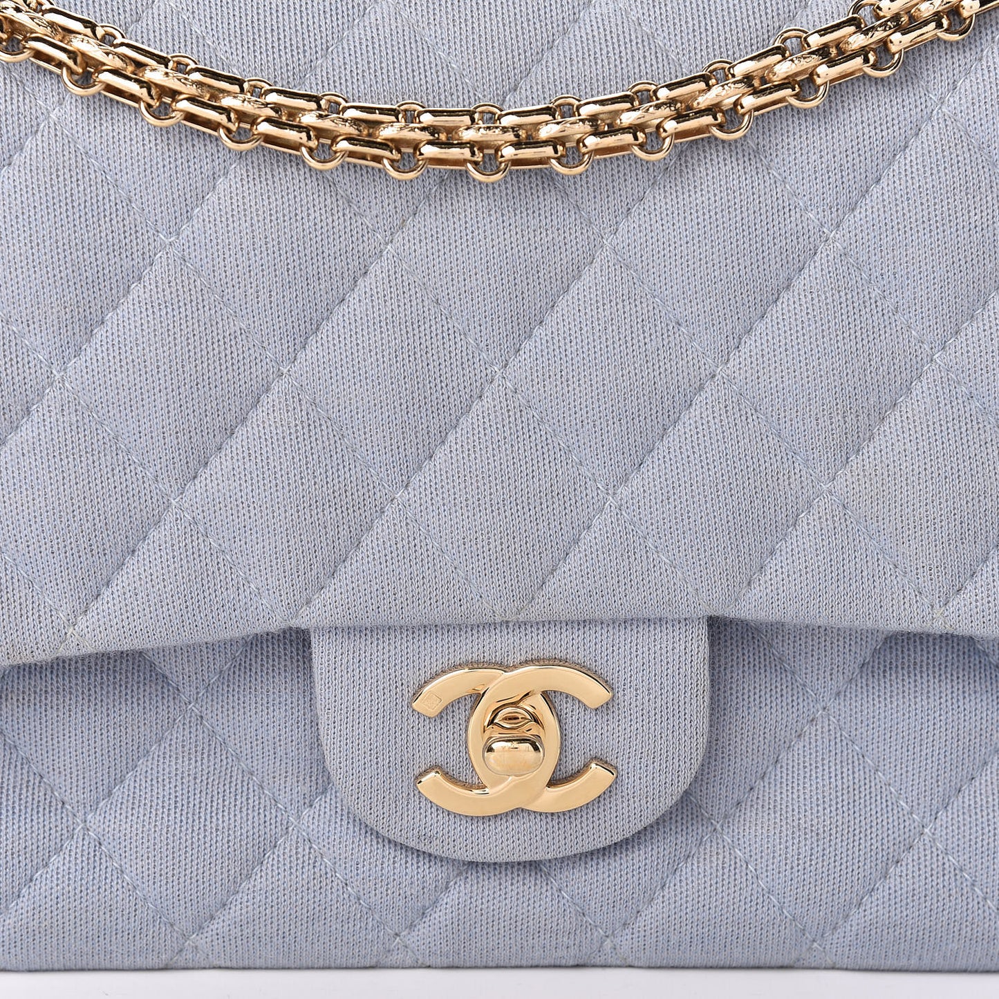 Jersey Quilted Medium Double Flap Light Blue