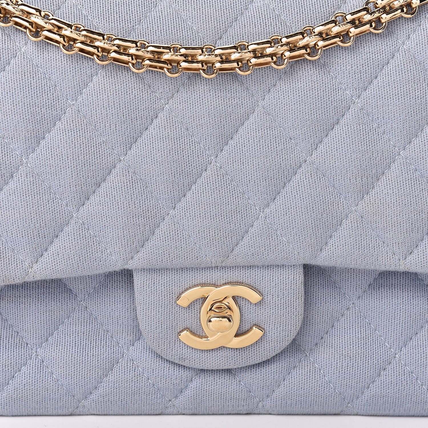 Chanel Jersey Quilted Medium Double Flap Light Blue 14 of 16