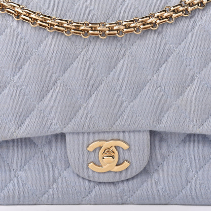 Chanel Jersey Quilted Medium Double Flap Light Blue 14 of 16