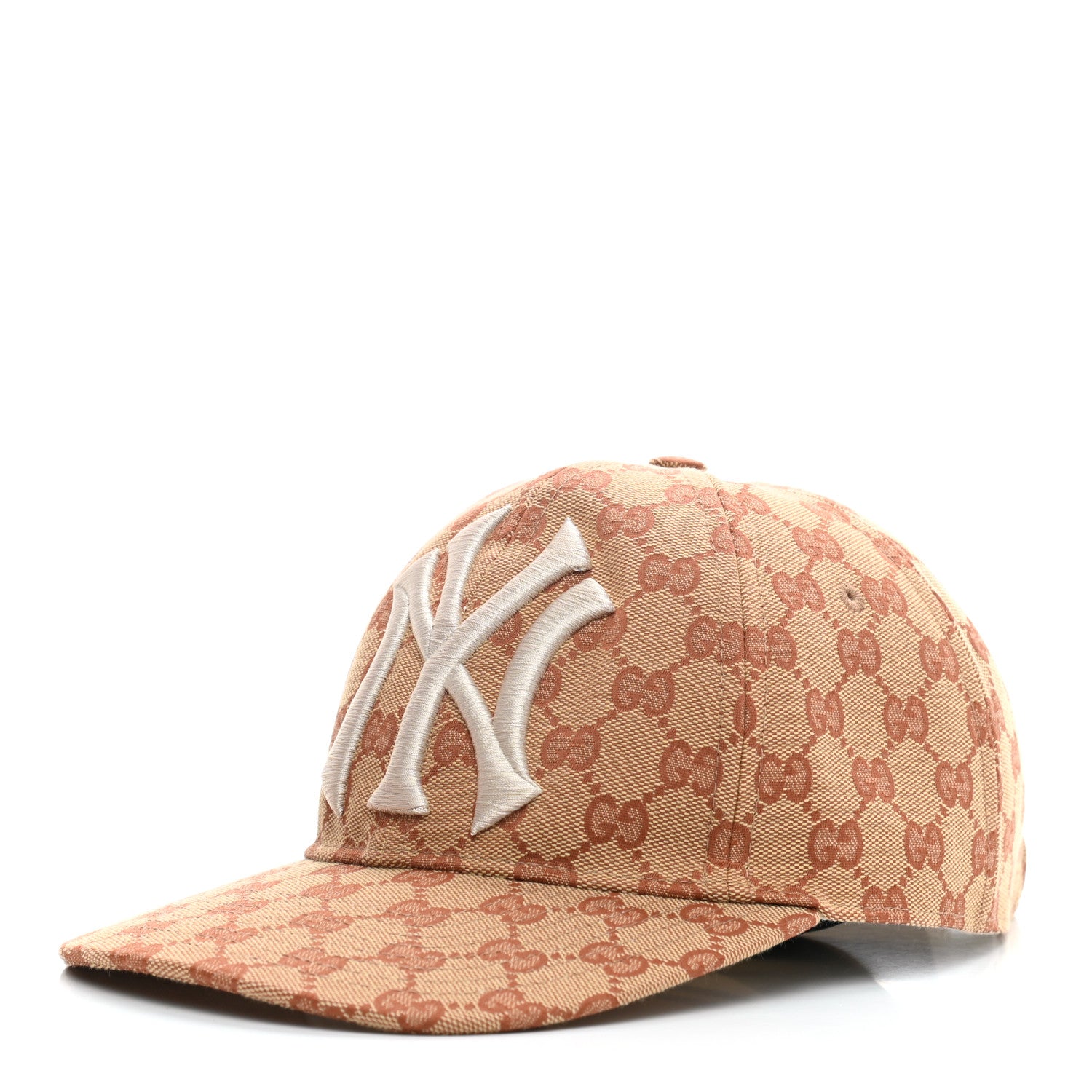 Gucci X MLB Monogram NY Yankees Baseball Hat 57-61 Beige Ruggine 1 of 8