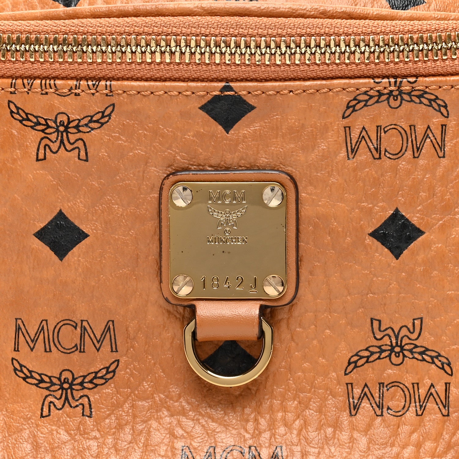 MCM Visetos Medium Fusten Belt Bag Cognac 7 of 9