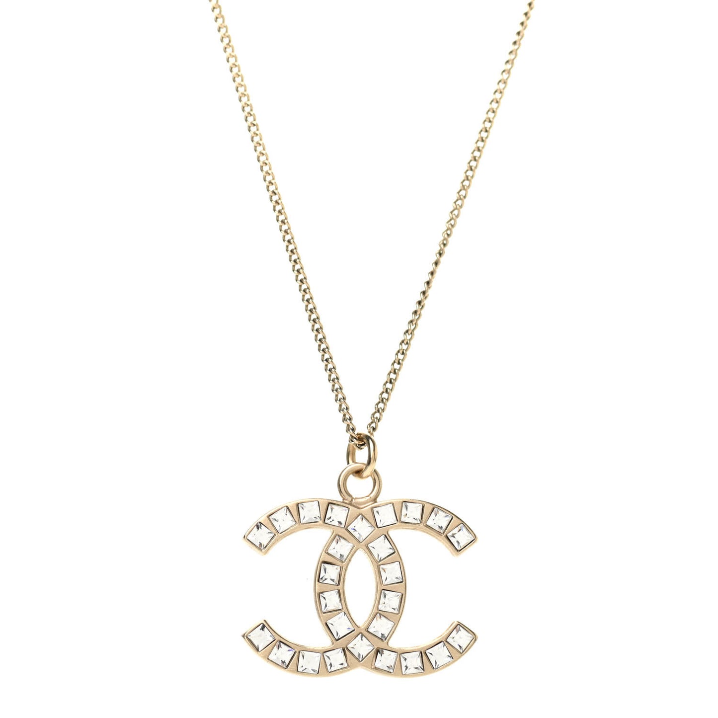 Baguette Crystal CC Necklace Gold