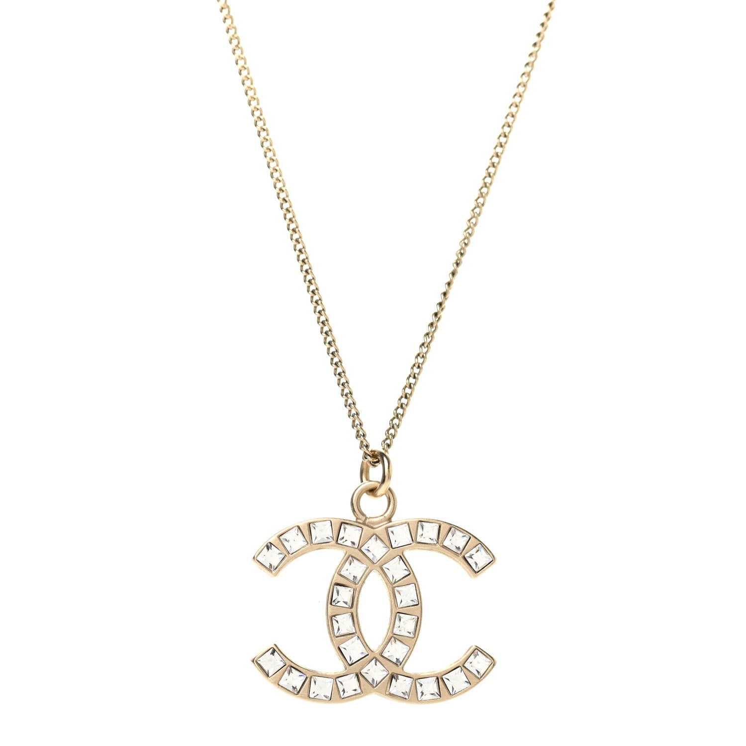 Chanel Baguette Crystal CC Necklace Gold 4 of 5