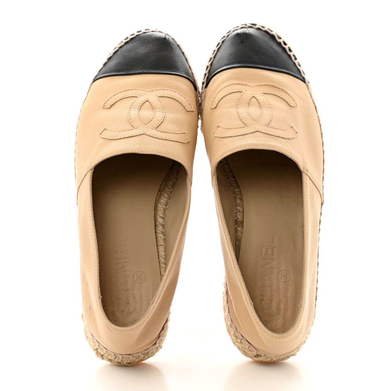 Chanel Lambskin CC Espadrilles 38 Beige Black 2 of 11