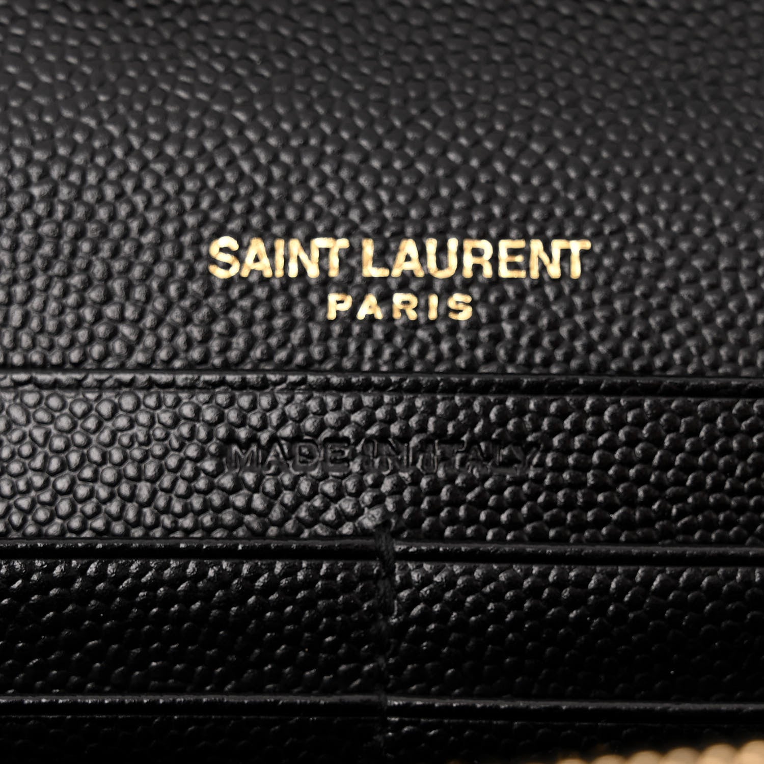 Saint Laurent Grain De Poudre Matelasse Chevron Monogram Chain Wallet Black 6 of 9