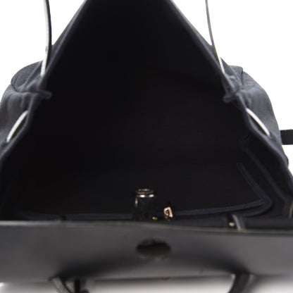 Hermes Toile Vache Calfskin Herbag 30 PM Black Natural 6 of 14