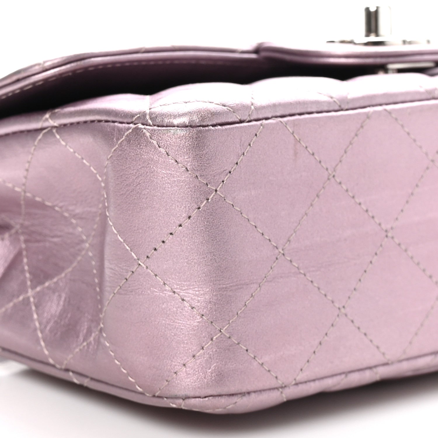 Chanel Metallic Calfskin Quilted Mini Rectangular Flap Pink 9 of 11