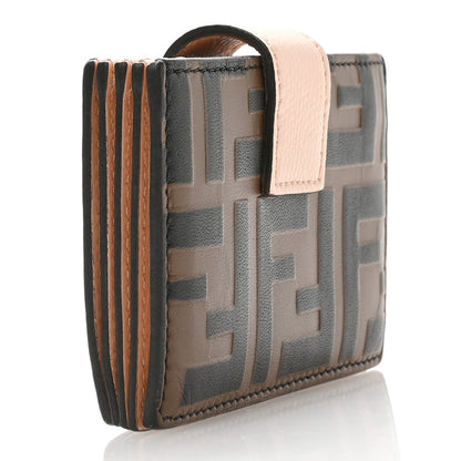 Fendi Vitello Cruise F is Fendi Bi-Color FF 1974 Embossed Gusseted Card Holder Maya Black Peonia 3 of 7