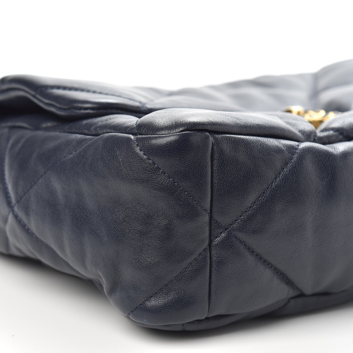 Lambskin Quilted Large Chanel 19 Flap Navy Blue