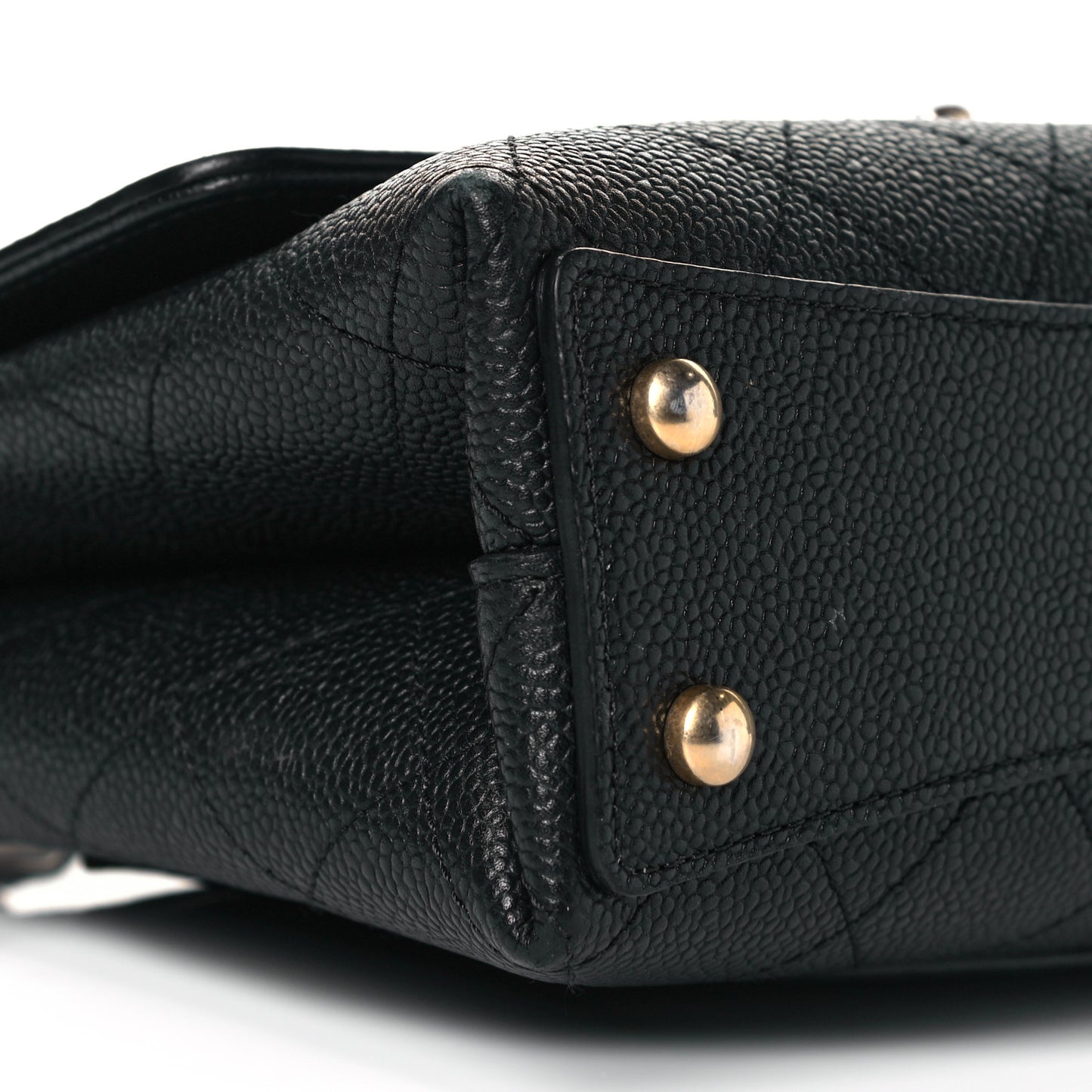 Grained Calfskin Small Stitched Flap Black