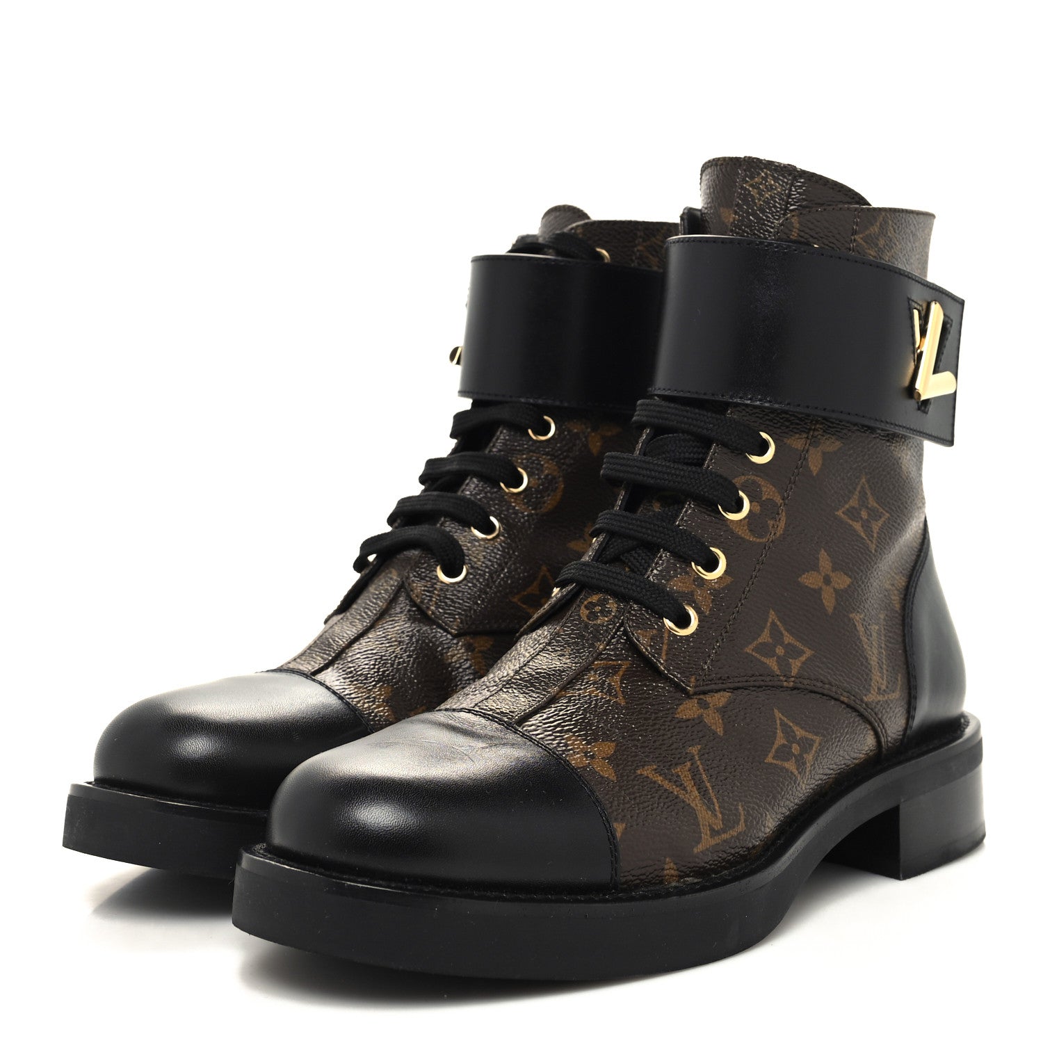 Louis Vuitton Calfskin Monogram Wonderland Flat Ranger Boots 39 Black 3 of 9