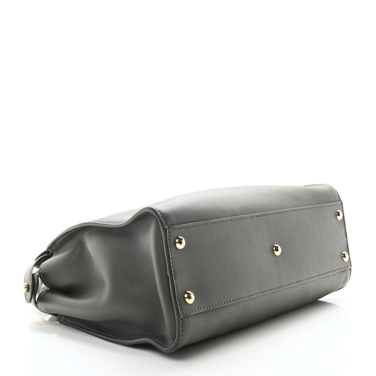Fendi Vitello Seta Shiny Nappa Medium Peekaboo Iconic Satchel Verde Prato Makeup 4 of 10
