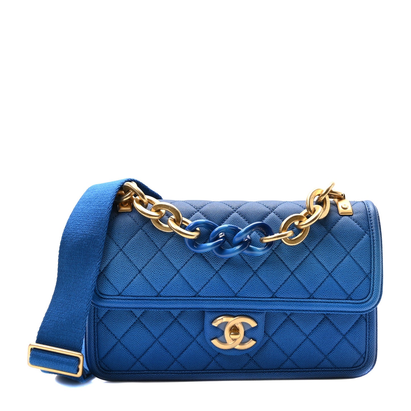 Caviar Quilted Medium Sunset On The Sea Flap Blue