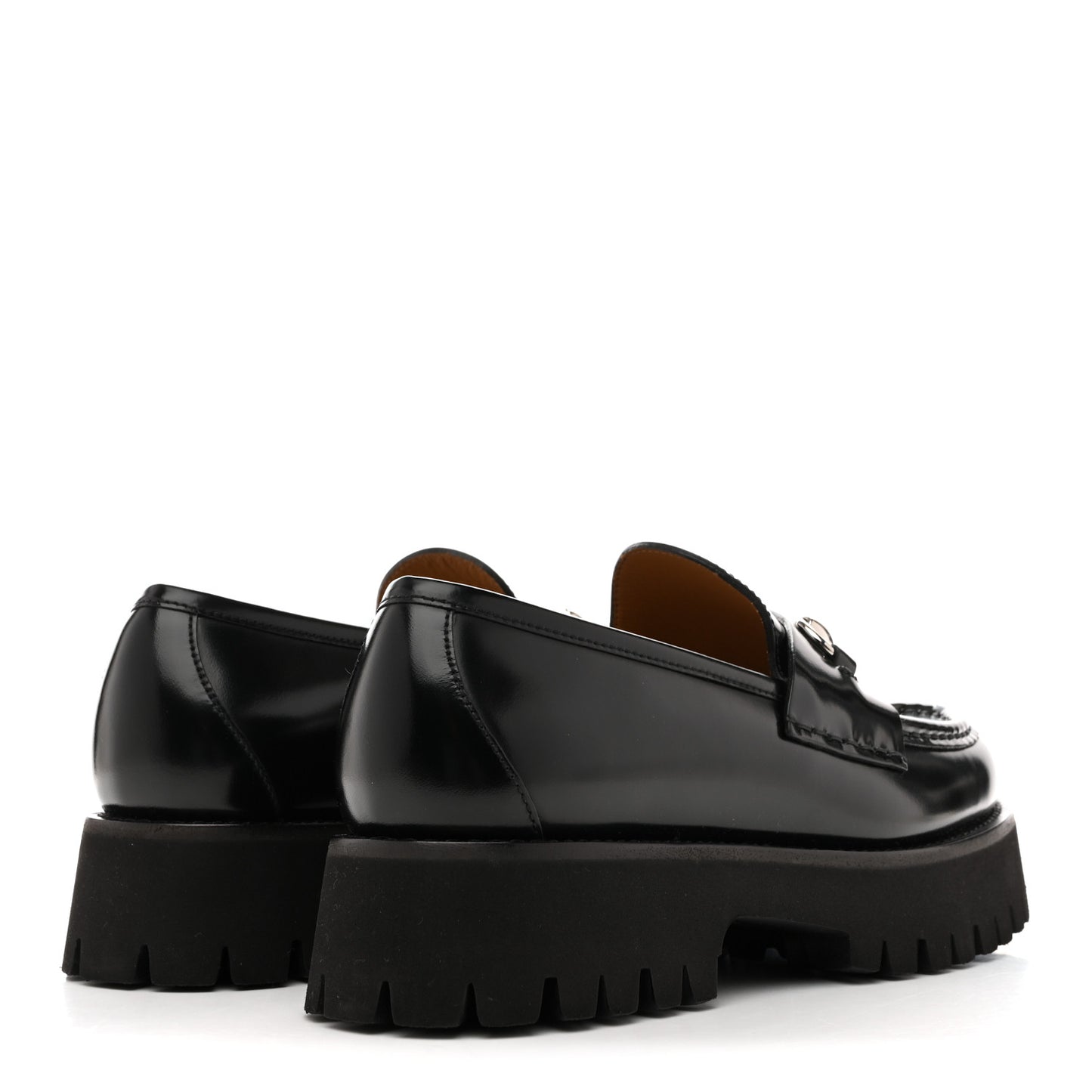 Cordovan Lux Womens Horsebit 45mm Platform Loafers 39.5 Black