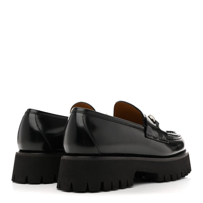 Gucci Cordovan Lux Womens Horsebit 45mm Platform Loafers 39.5 Black 5 of 10