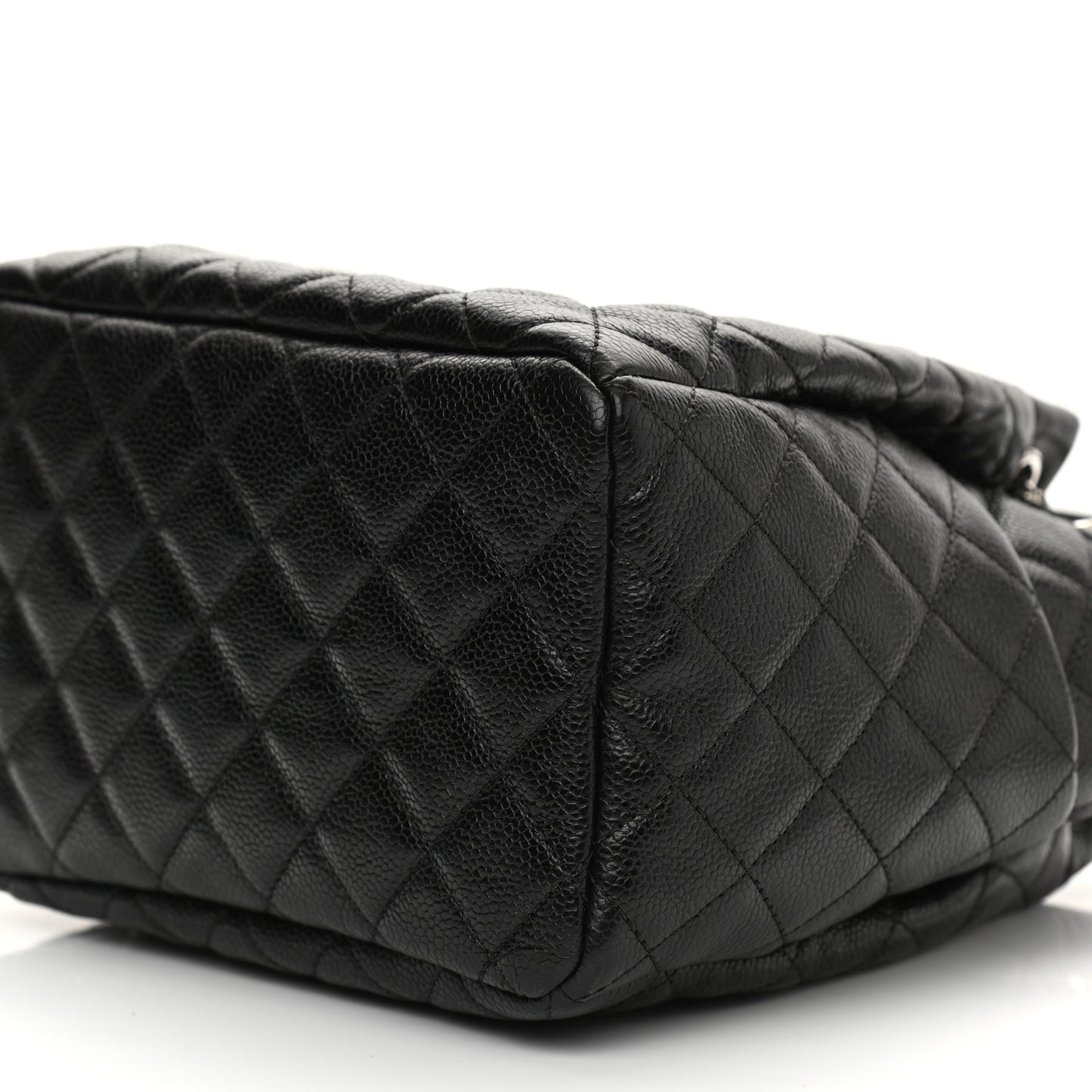 Caviar Quilted CC Chain Bucket Drawstring Bag Black