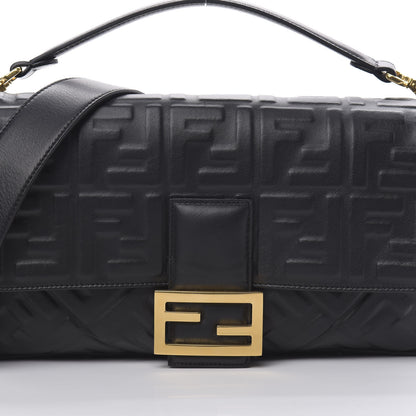 Fendi Nappa FF 1974 Embossed Large Baguette Black 8 of 10