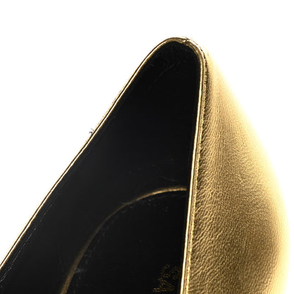 Saint Laurent Calfskin Opyum 100 Pumps 39 Gold 15 of 16