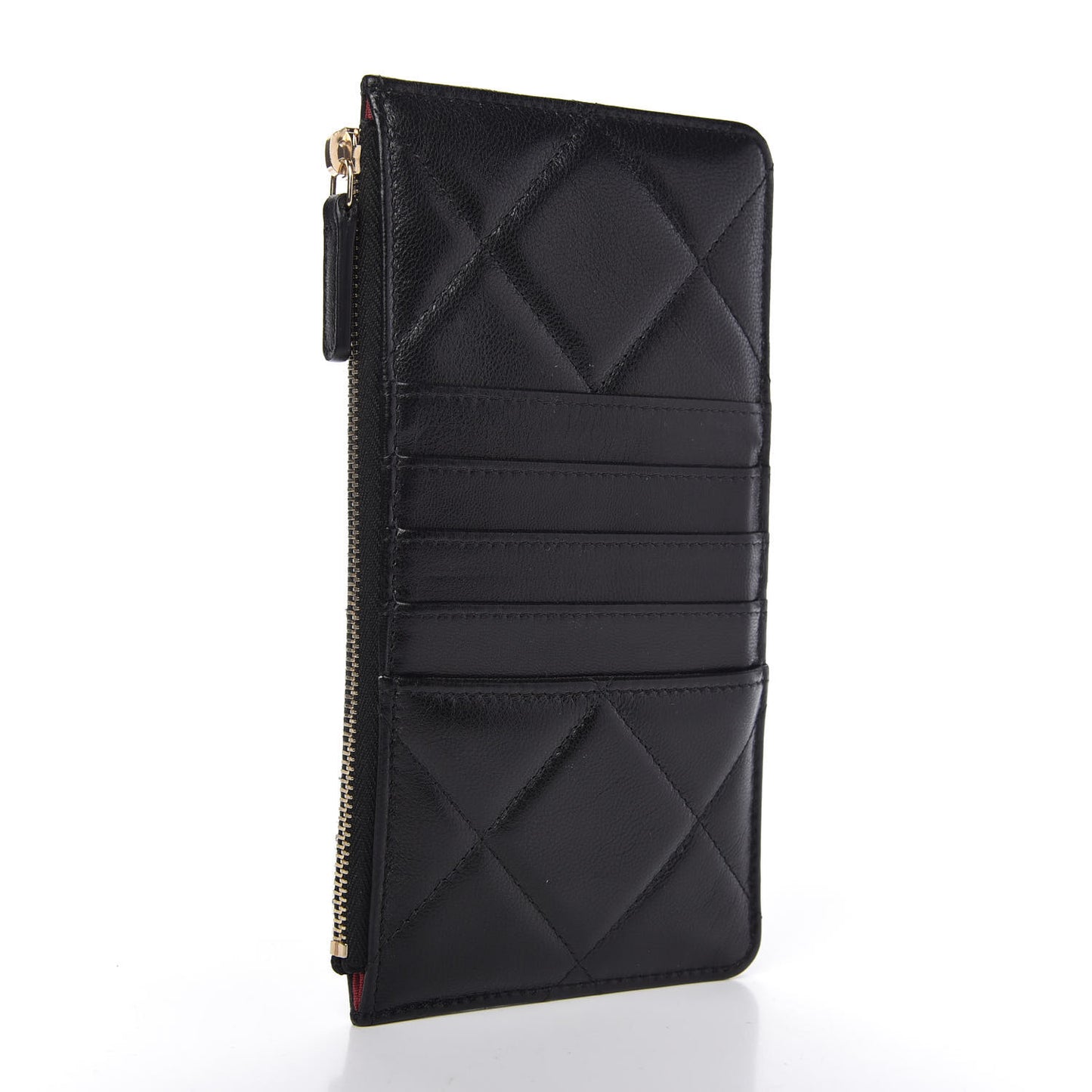 Goatskin Quilted Chanel 19 Phone and Card Holder Black