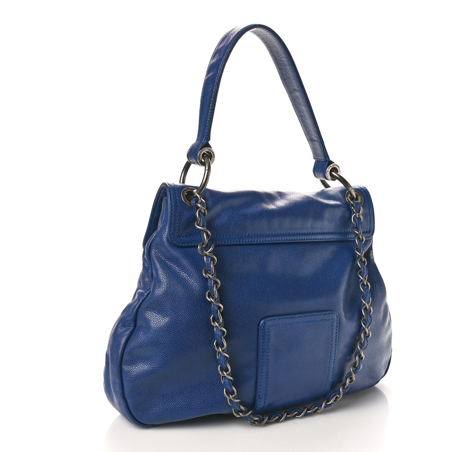 Chanel Glazed Caviar Coco Rider Flap Hobo Navy Blue 3 of 11
