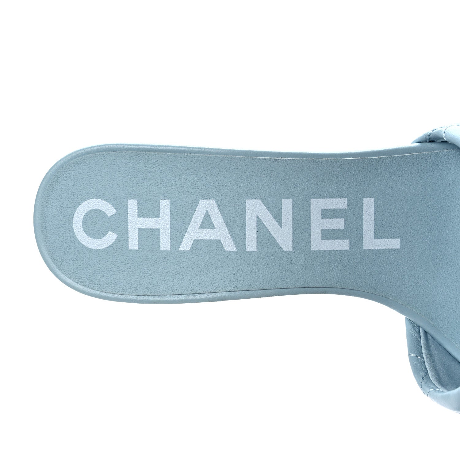 Chanel Lambskin Quilted Textured CC Mules 37.5 Light Blue 7 of 8